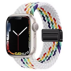Текстилна каишка Rainbow Apple Watch 38/40/41mm / бяла /