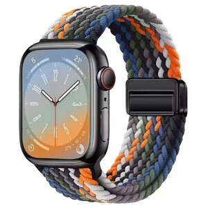 Текстилна каишка Rainbow Apple Watch 38/40/41mm / черно, червено /