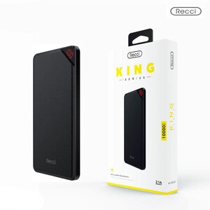Power Bank 10000mAh RECCI KING - 2 USB / черен /